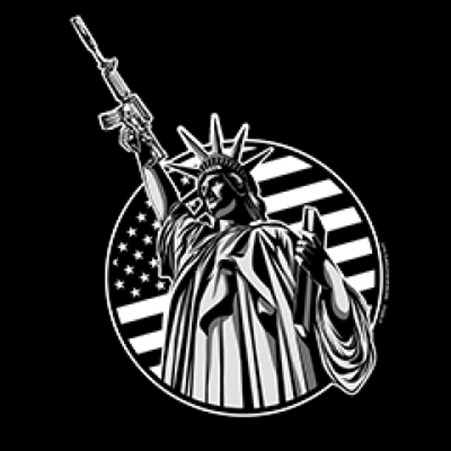 Statue Of Liberty with Flag and Gun Printed T-Shirt Tall