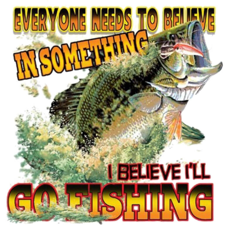 Believe In Bass Fishing Printed T-Shirt-White