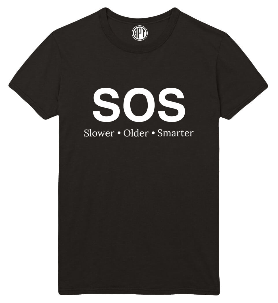 SOS-Slower Older Smarter Printed T-Shirt-Black