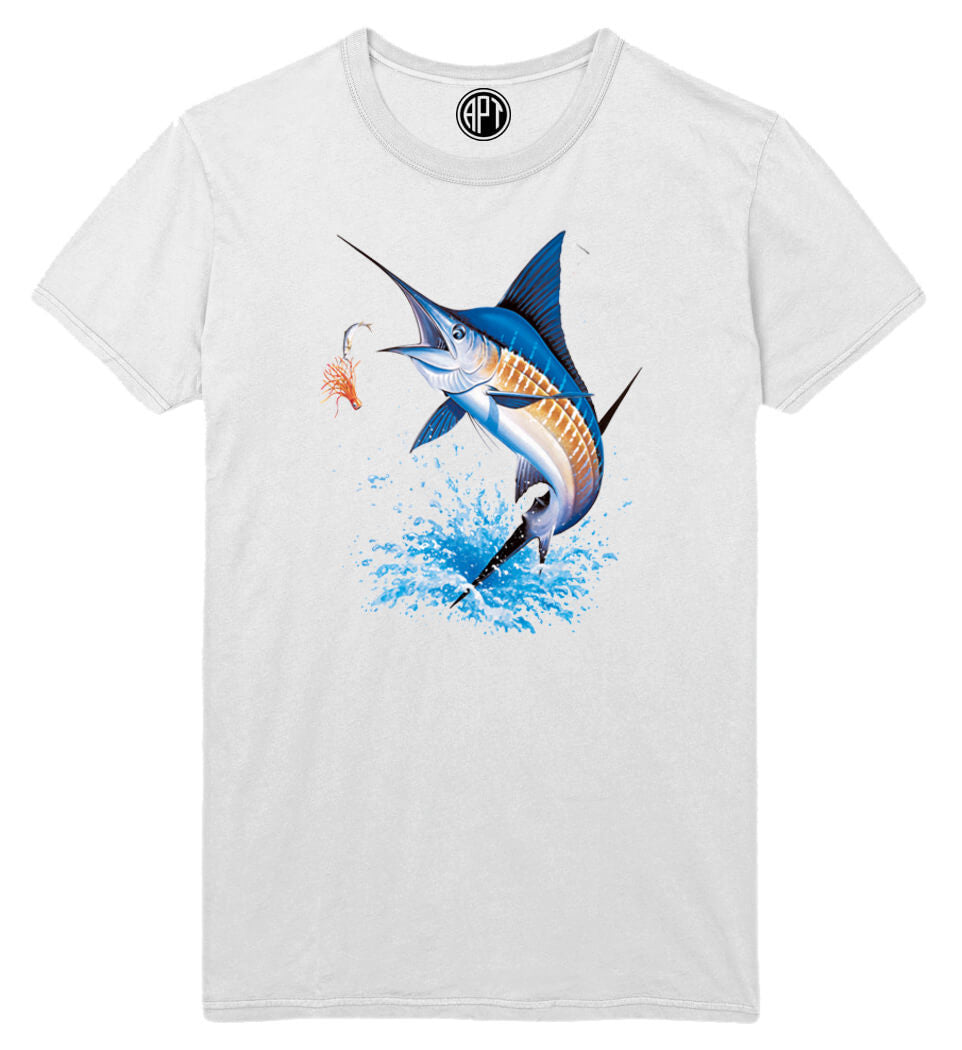 Blue Marlin Printed T-Shirt-White