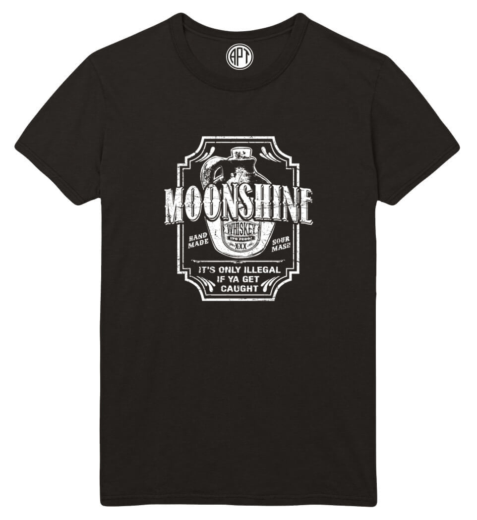 Moonshine Whiskey Printed T-Shirt-Black
