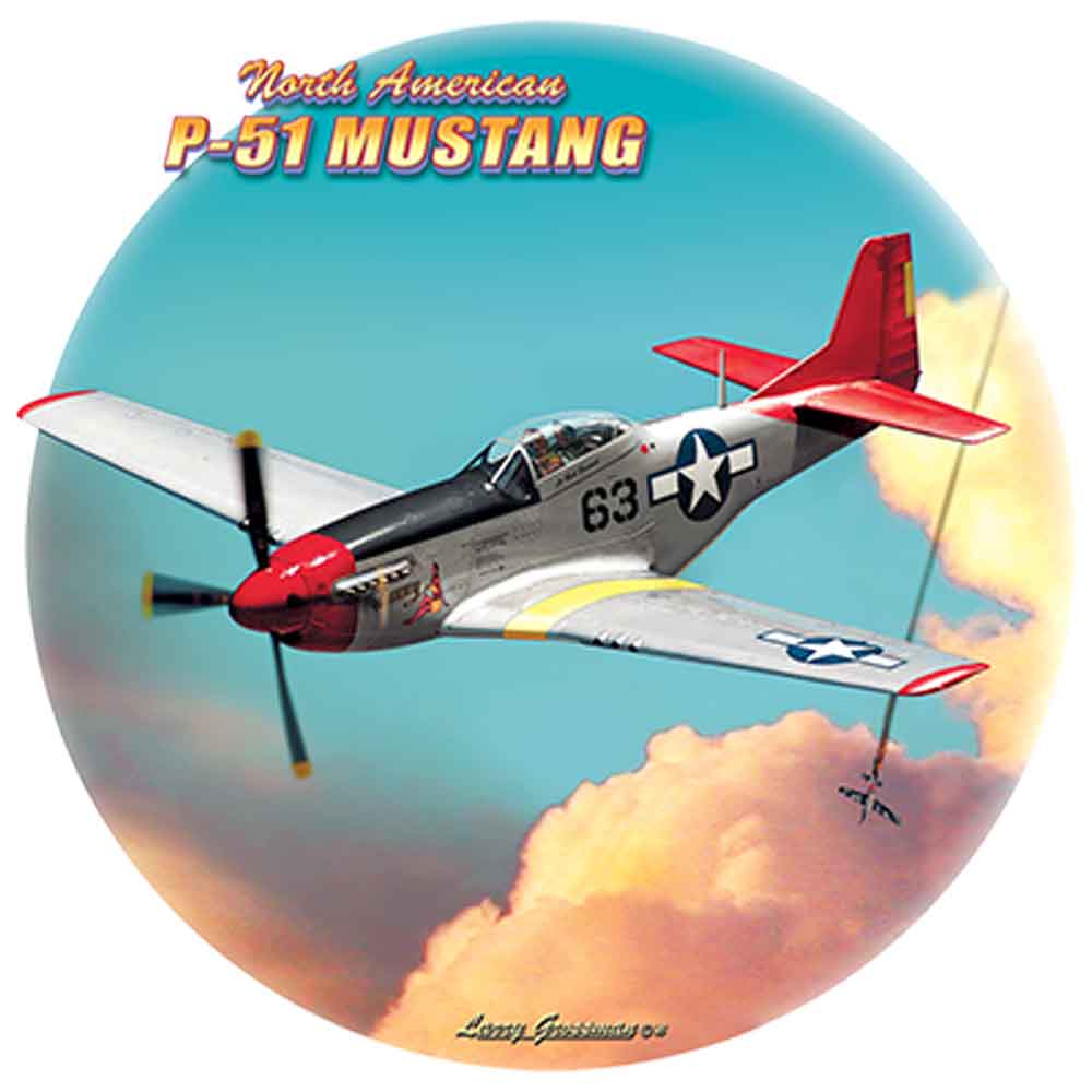 P-51 Mustang Redtail Printed T-Shirt-Black