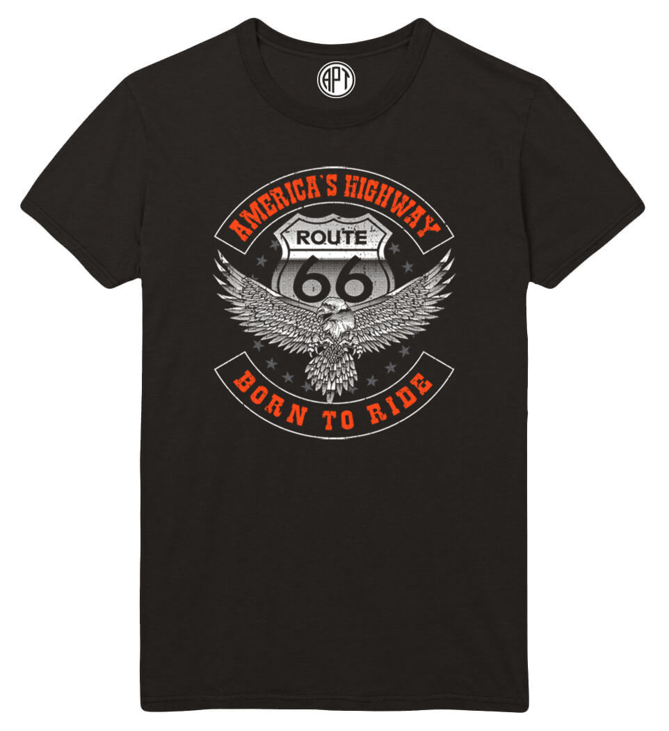 America's Highway Route 66 Printed T-Shirt-Black