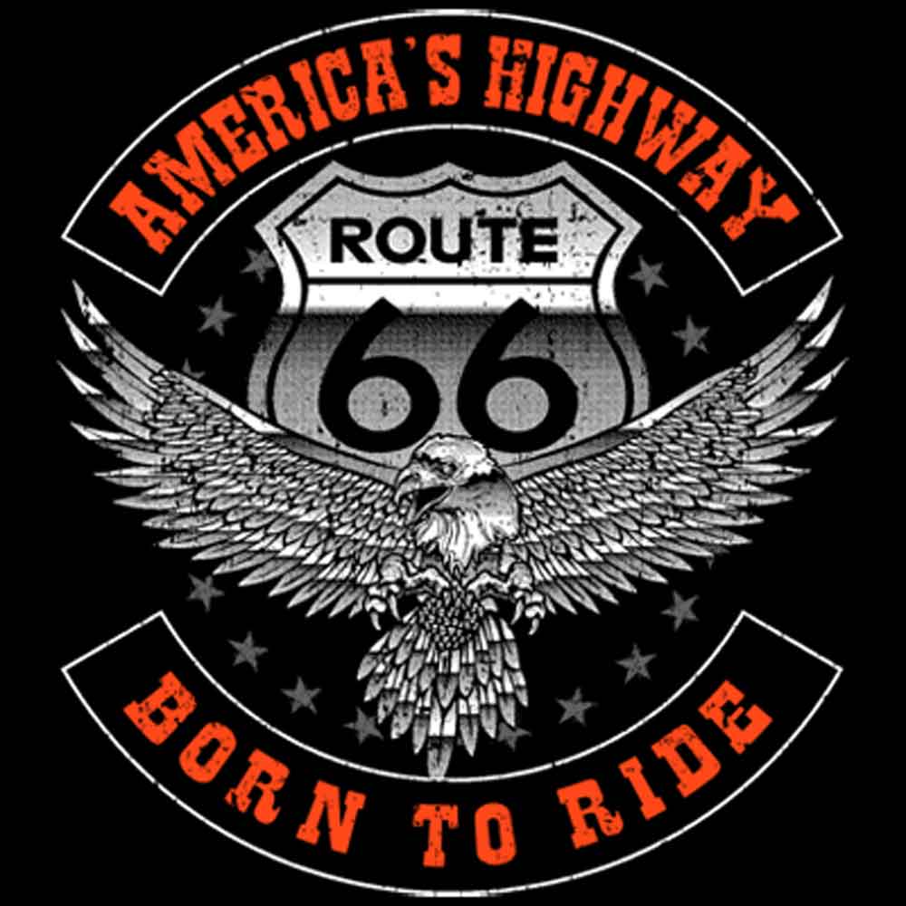 America's Highway Route 66 Printed T-Shirt-Black