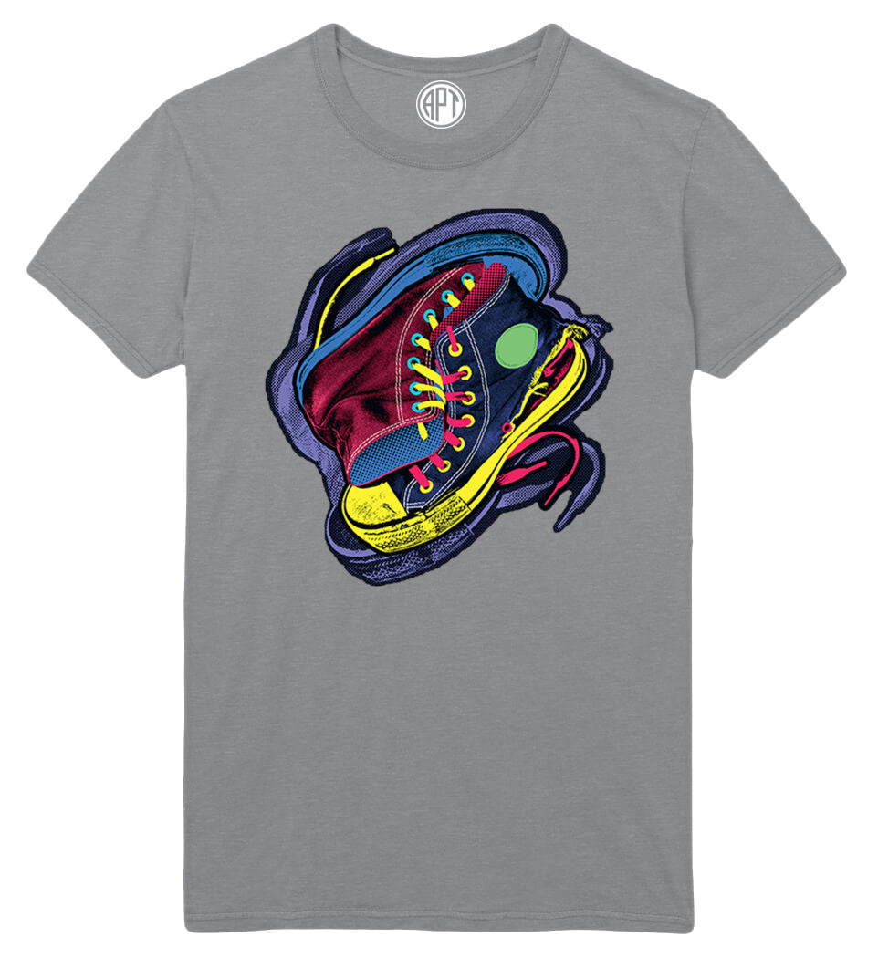 Sneakers Pop Art Printed T-Shirt-Athletic-Gray