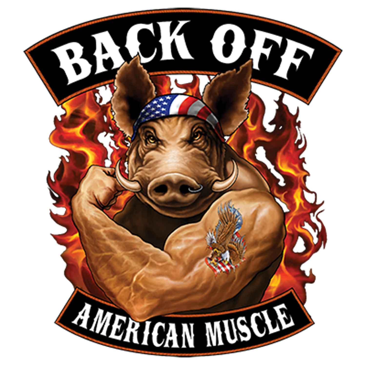 Back Off Hog American Muscle Printed T-Shirt-Black