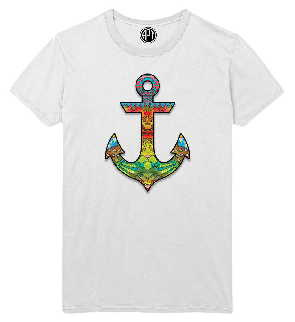 Colorful Anchor Printed T-Shirt-White