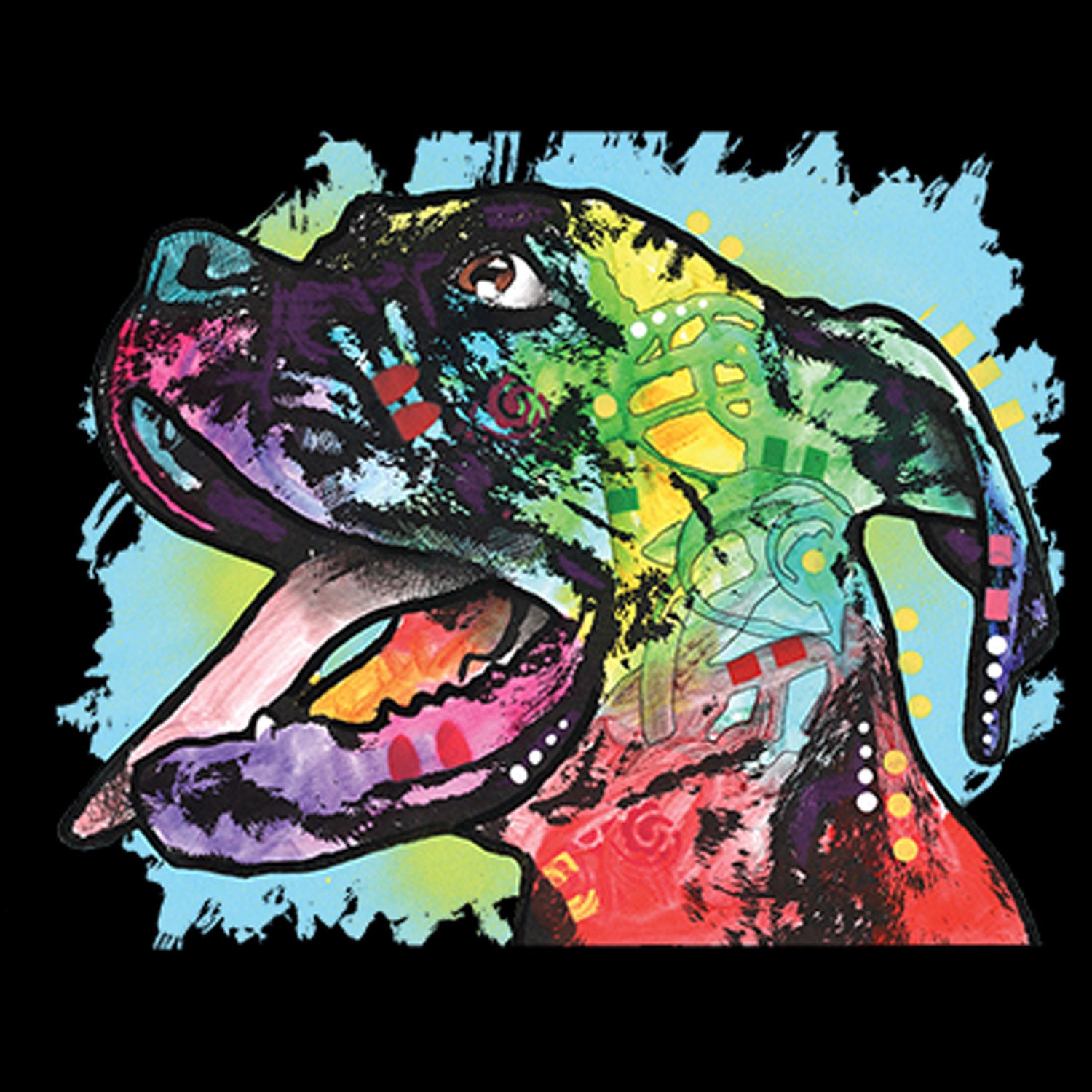Laugh Out Loud Colorful Canine Printed T-Shirt-Black
