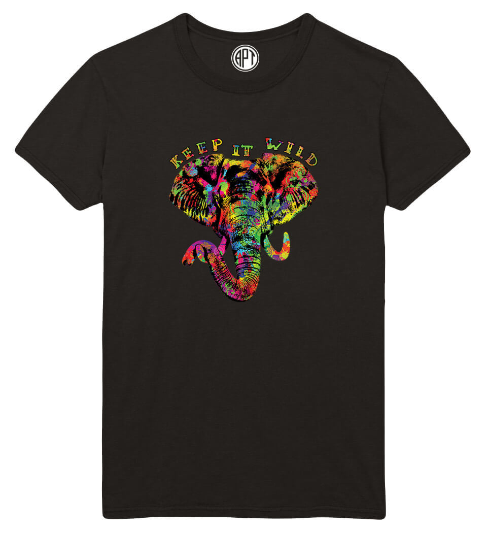 Keep It Wild Elephant Printed T-Shirt-Black