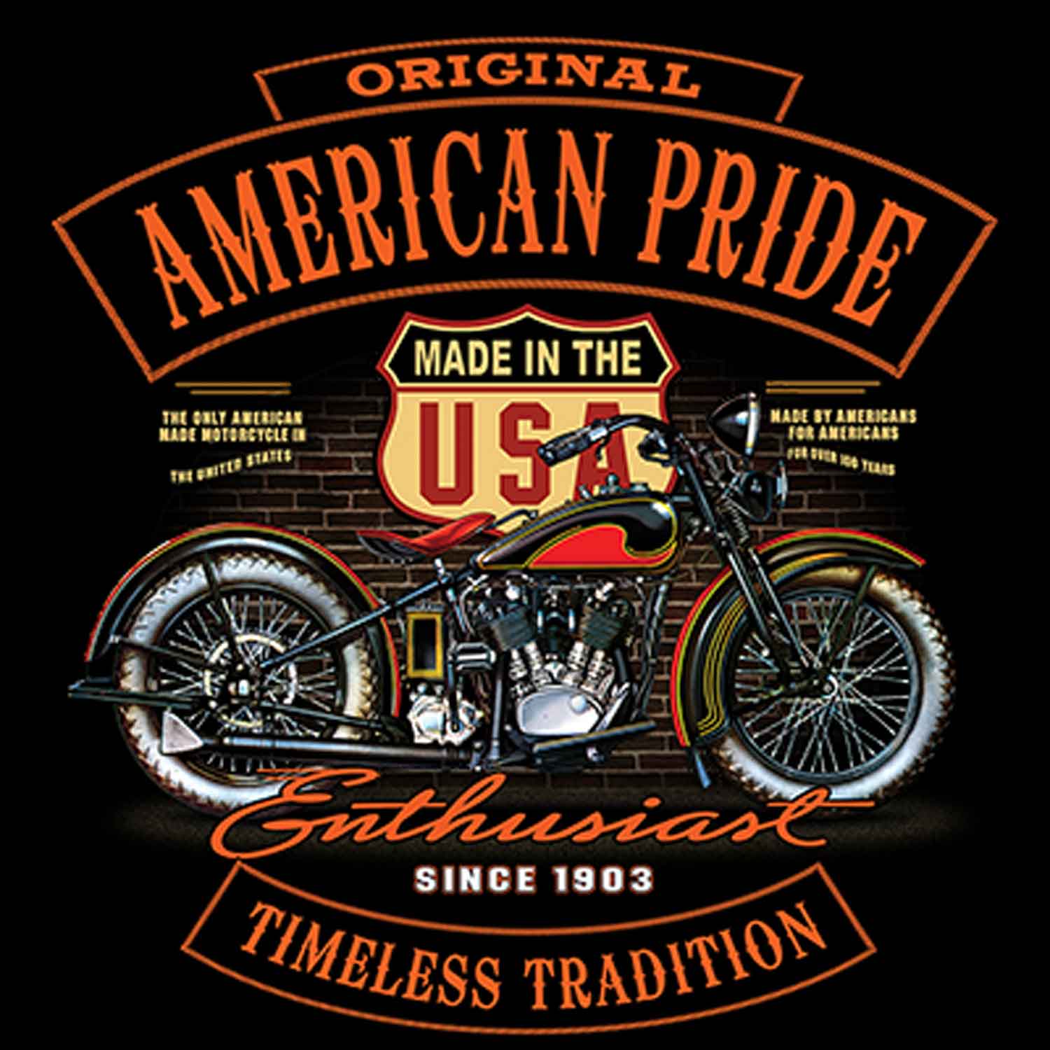 Original American Pride Enthusiast Timeless Tradition Printed T-Shirt-Black