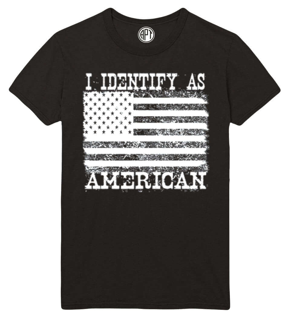 I Identify As American Printed T-Shirt-Black