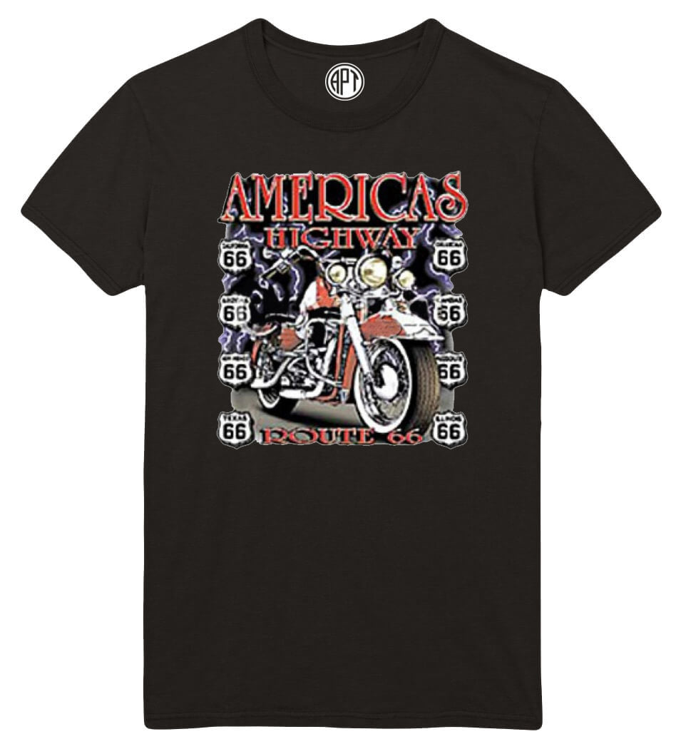 American Highway Motorcycle Printed T-Shirt Tall