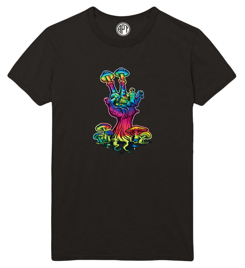 Peace Mushroom  Printed T-Shirt-Black