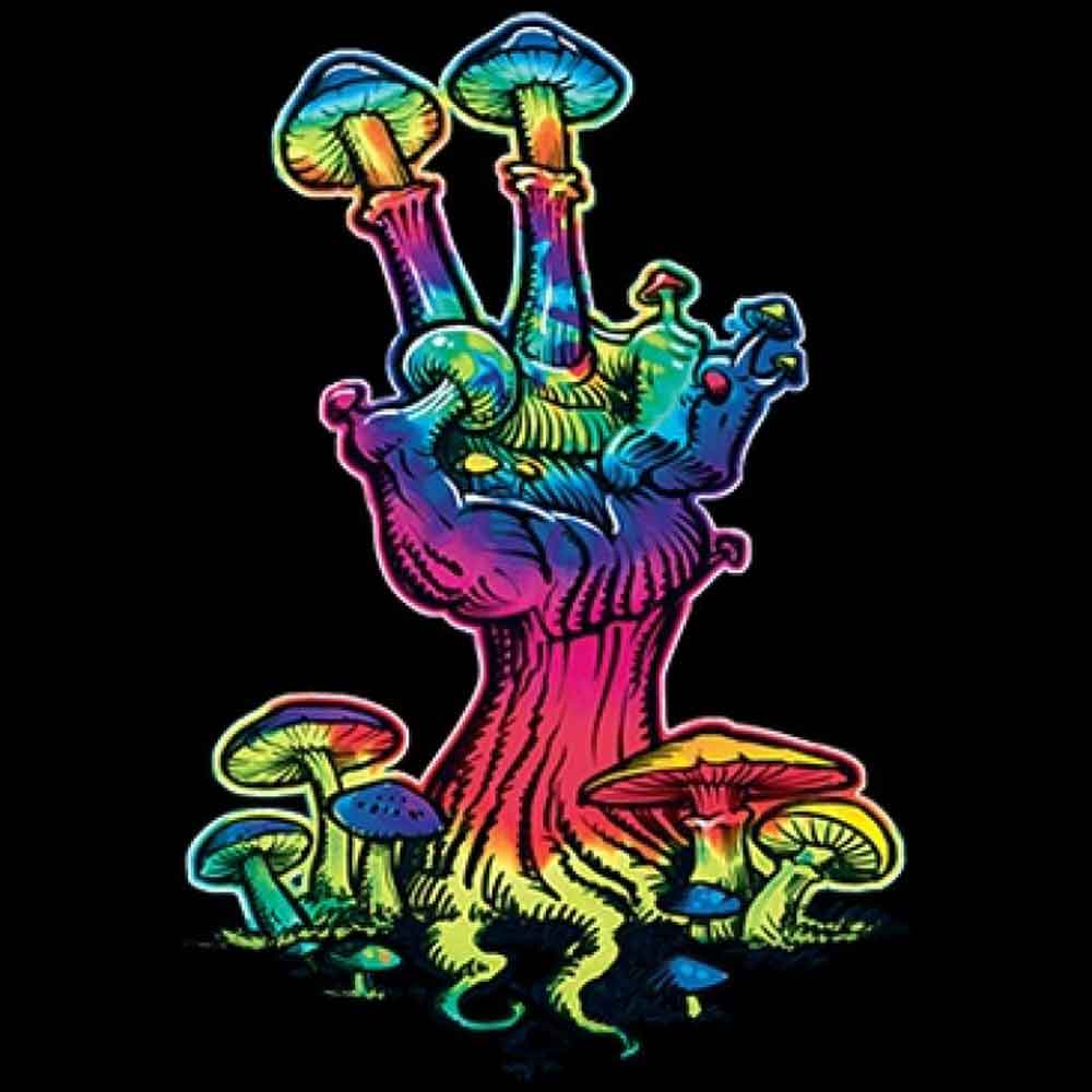 Peace Mushroom  Printed T-Shirt-Black