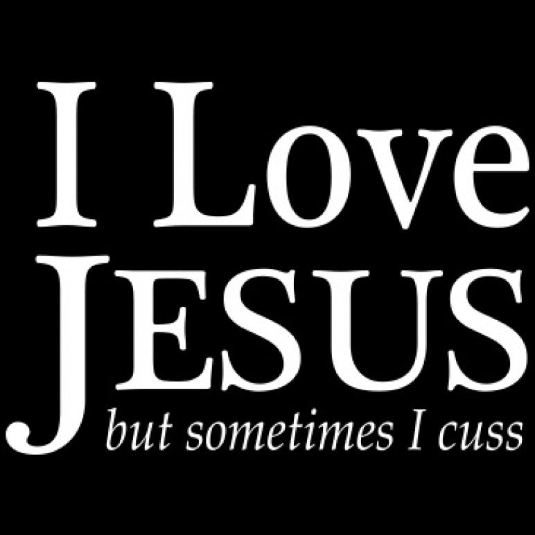 I Love Jesus but Sometimes I Cuss  Printed T-Shirt-Red