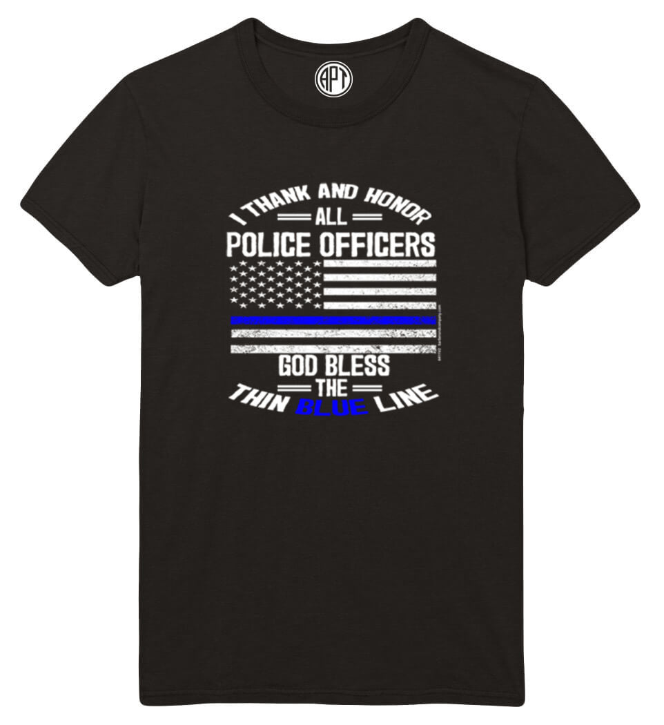 Thank and Honor All Police Printed T-Shirt-Black