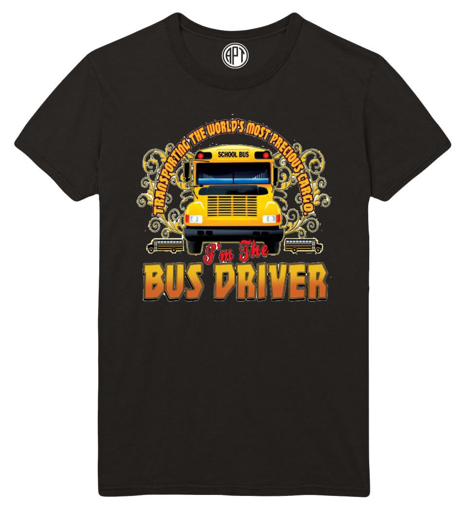 School Bus Driver  Printed T-Shirt-Black