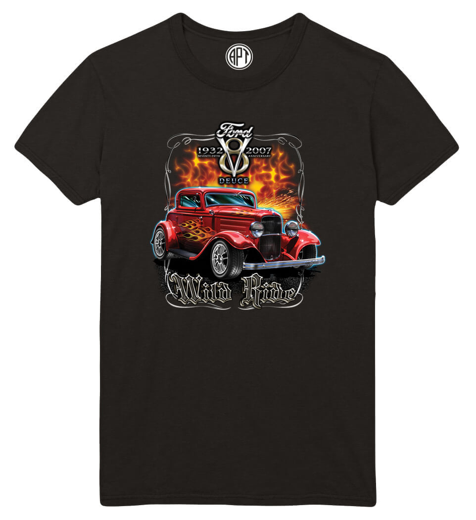 1932 Ford Deuce Coupe Printed T-Shirt-Black