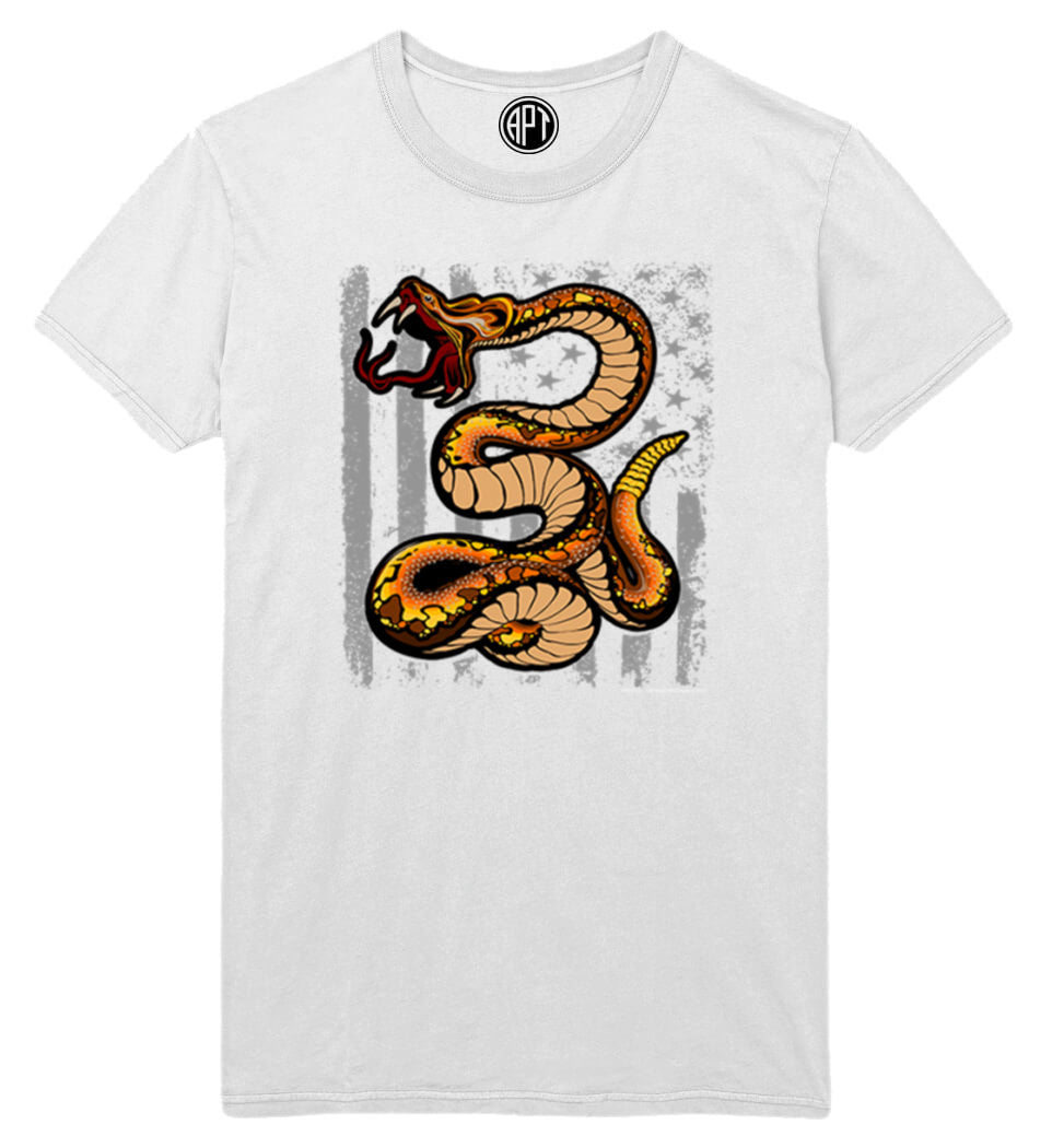 Don't Tread On Me with Snake Flag Printed T-Shirt-White
