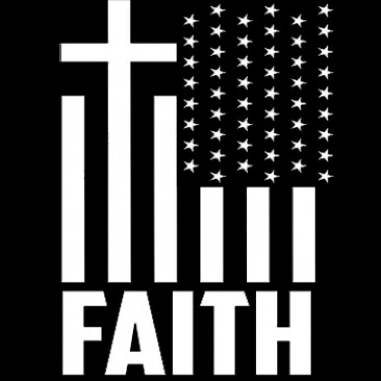 Faith Flag Printed T-Shirt-Black