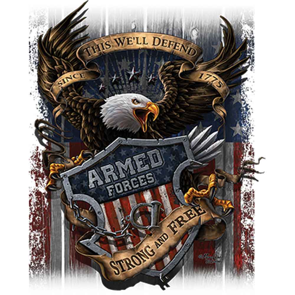 Armed Forces Strong and Free Printed T-Shirt-Black