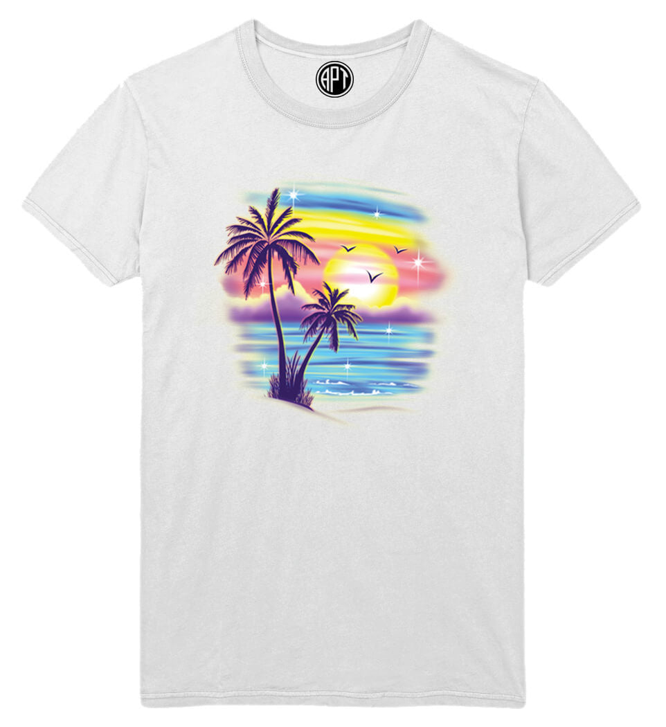 Tropical Flip Flops Printed T-Shirt-White