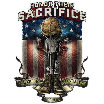 Honor Their Sacrifice Printed T-Shirt-Black