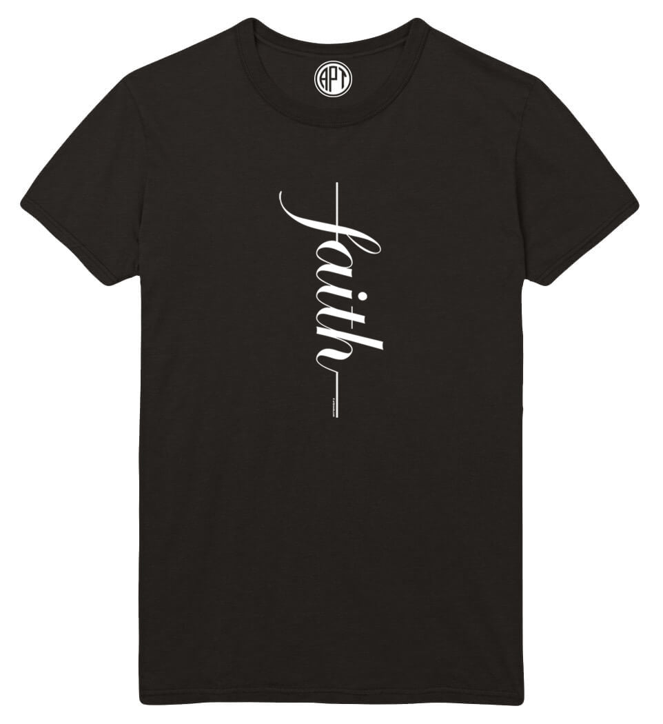Faith Cross Printed T-Shirt-Black