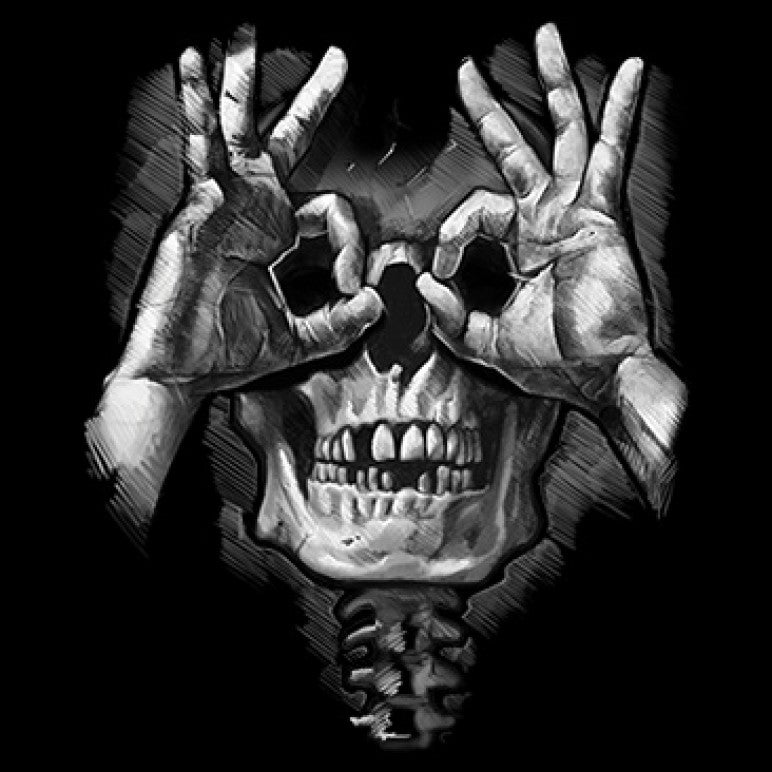 Luctus Skull Hands  Printed T-Shirt-Black