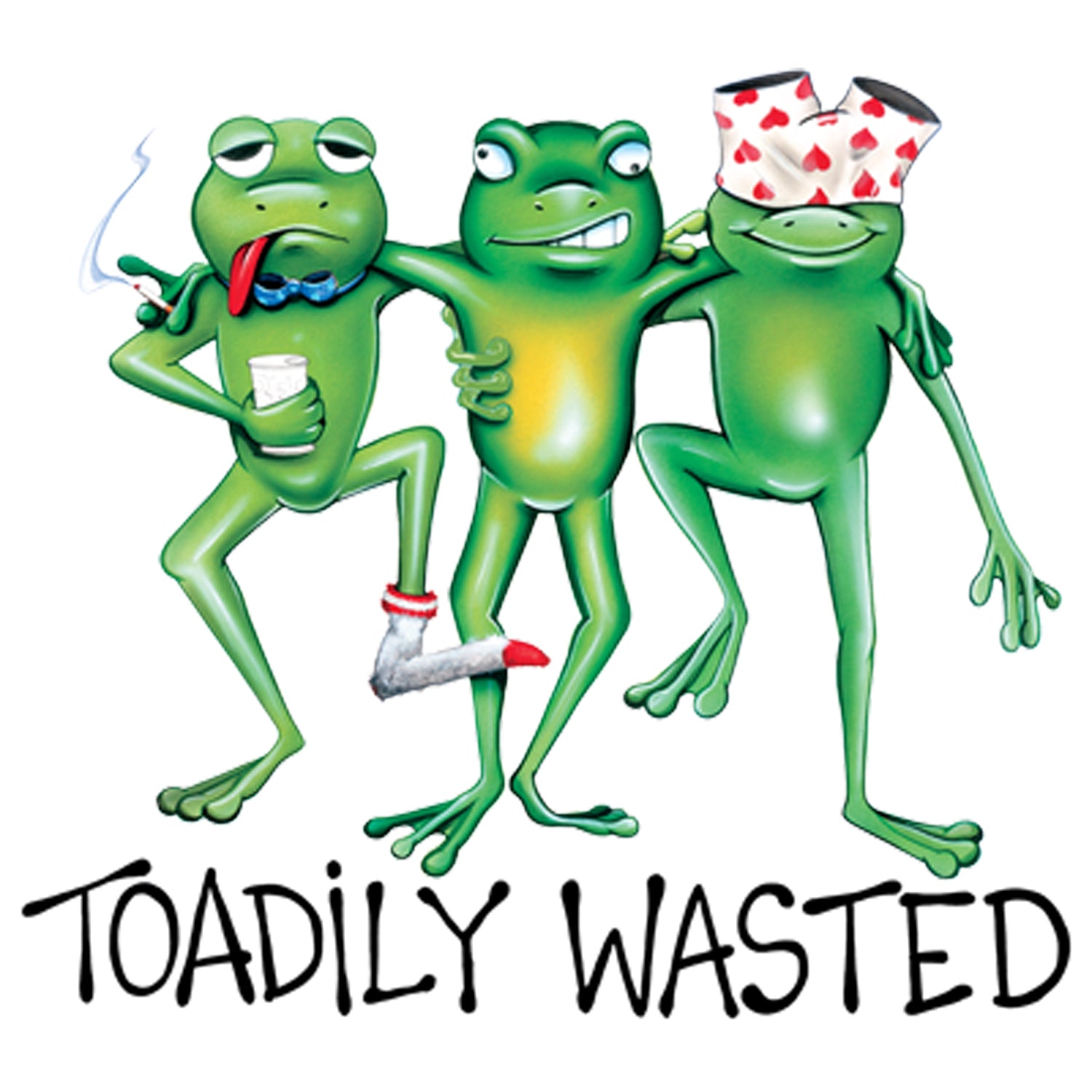 Toadily Wasted Frog Trio Printed T-Shirt-White