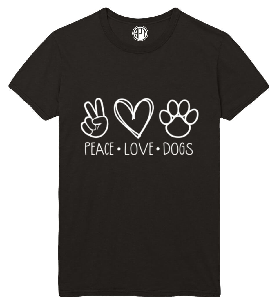 Peace Love Dogs Printed T-Shirt-Black
