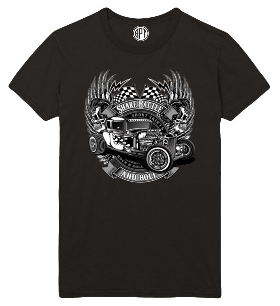 Shake Rattle & Roll Hotrod Printed T-Shirt-Black