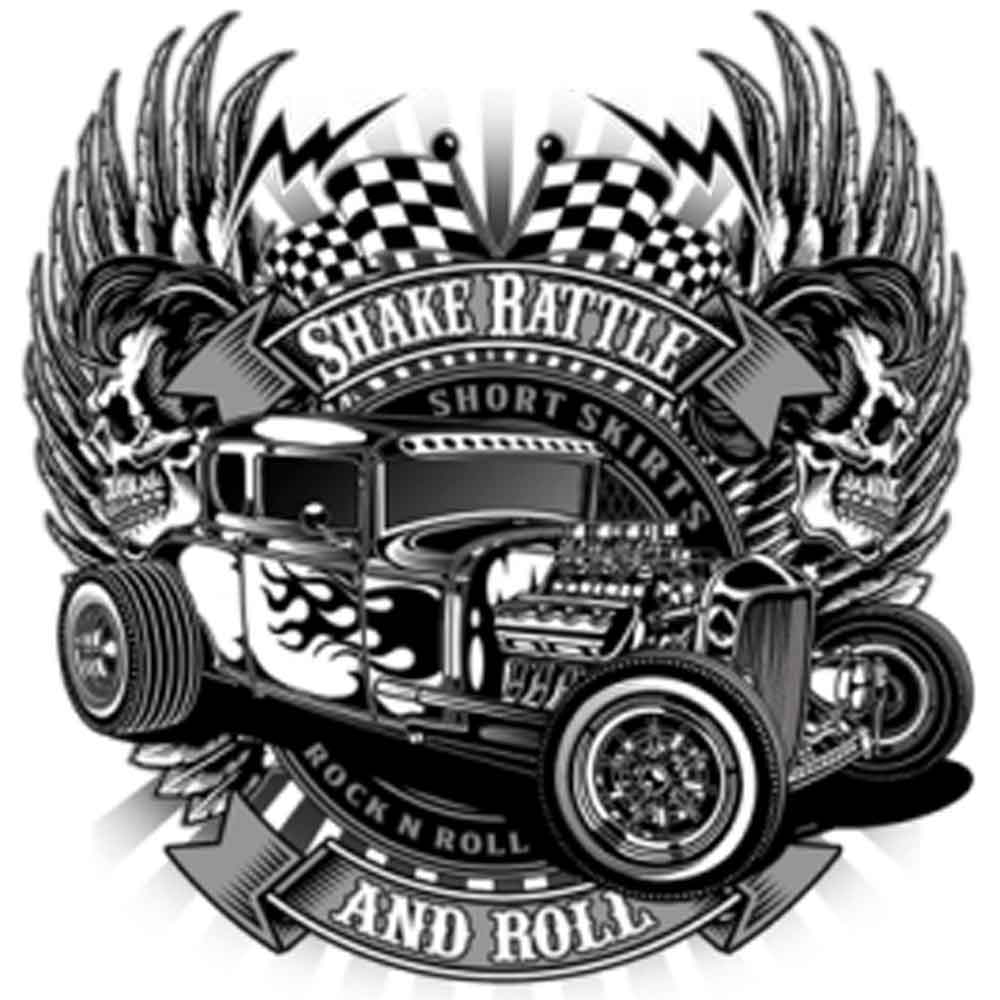 Shake Rattle & Roll Hotrod Printed T-Shirt-Black