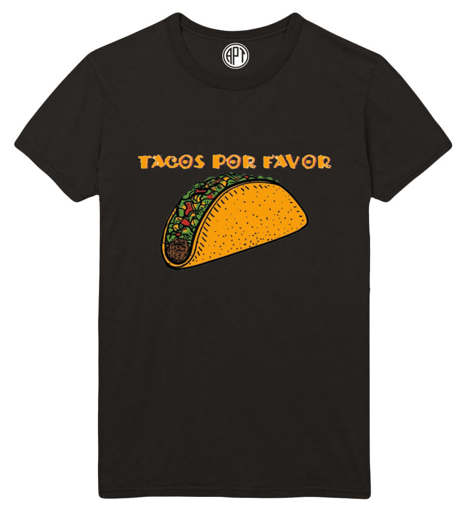 Tacos Por Favor Printed T-Shirt-Black