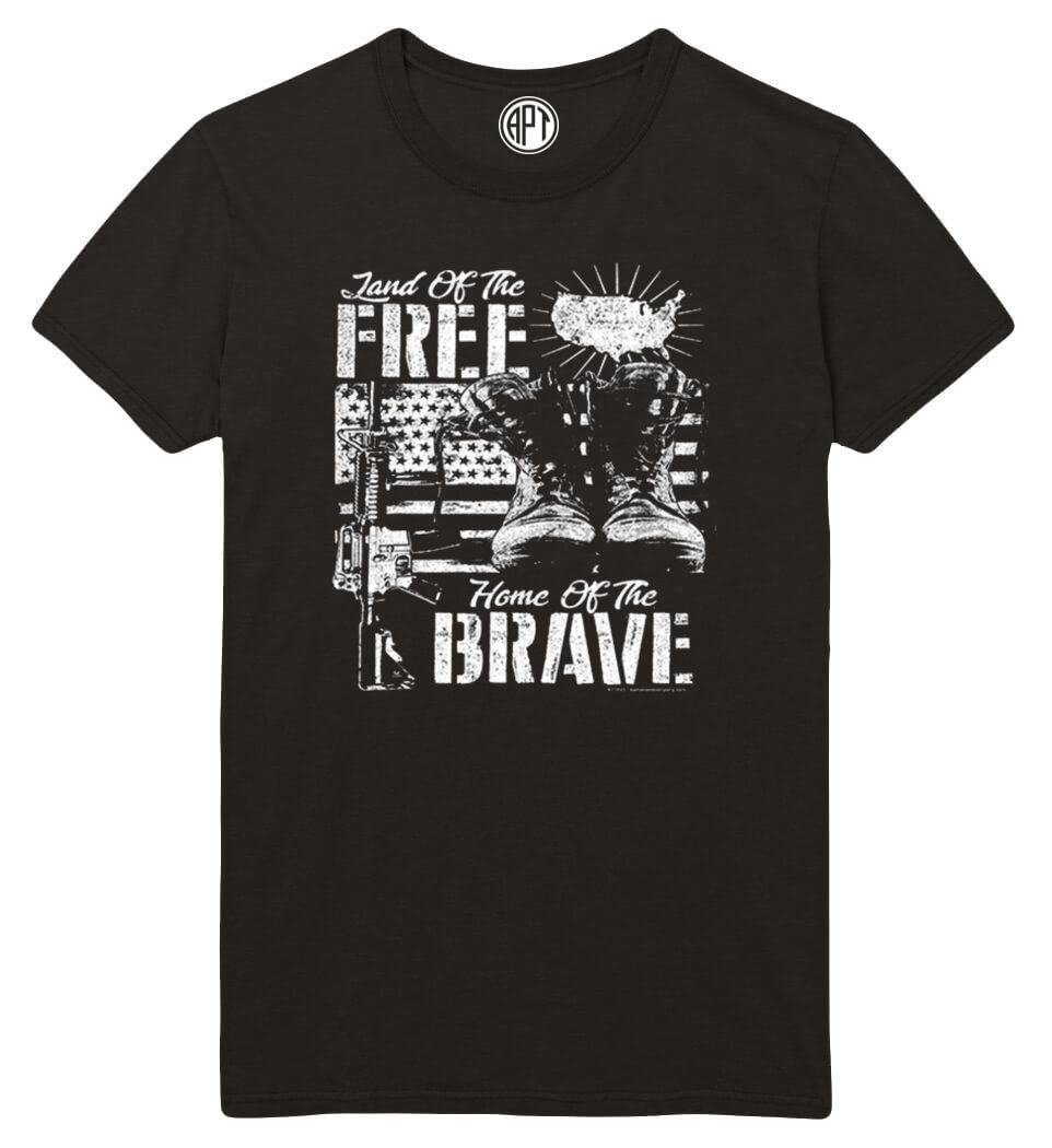 Land of free Home of the Brave Printed T-Shirt-Black