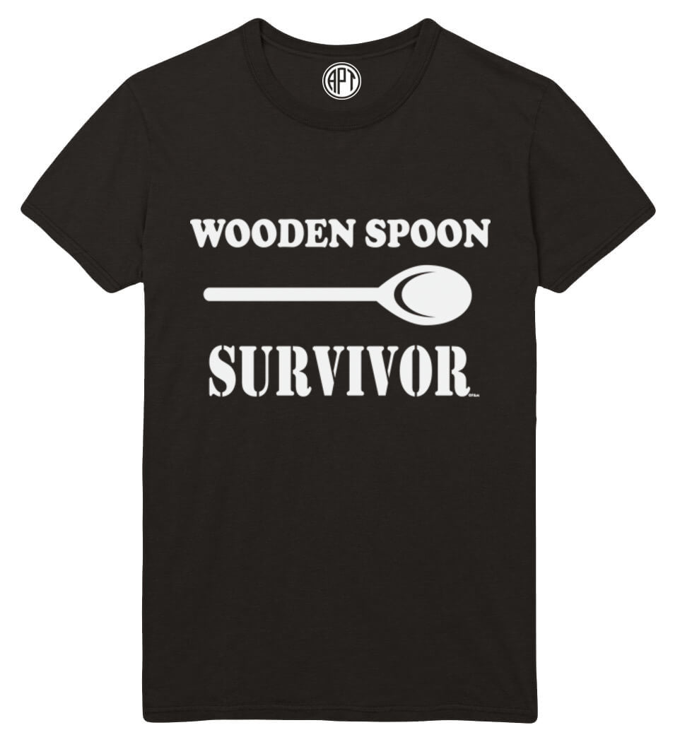 Wooden Spoon Survivor Printed T-Shirt-Black