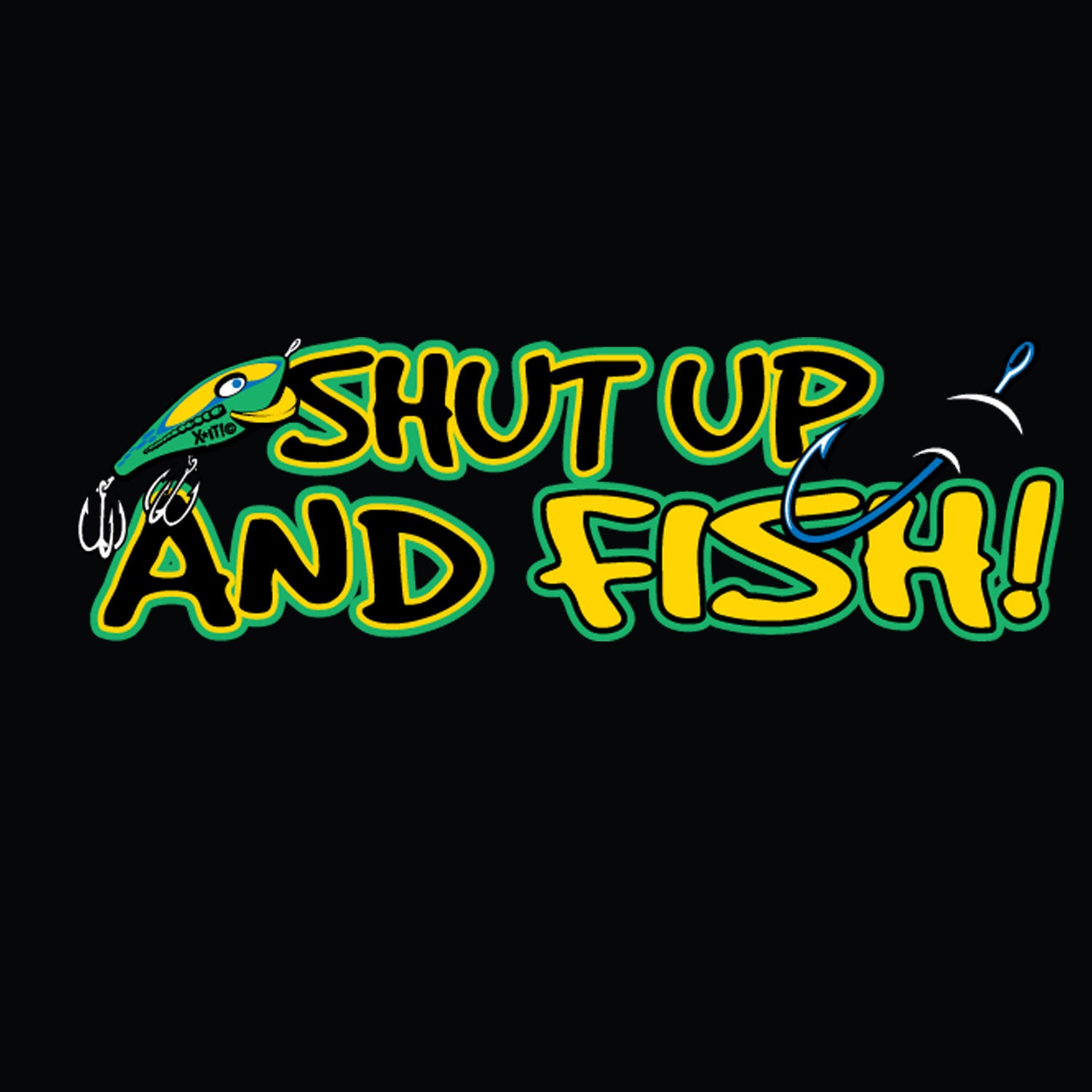 Shut Up and Fish Printed T-Shirt-Black