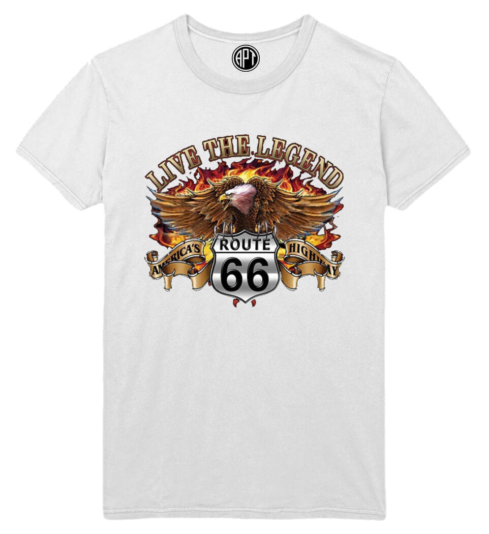 Route 66 Eagle Live The Legend Printed T-Shirt-White