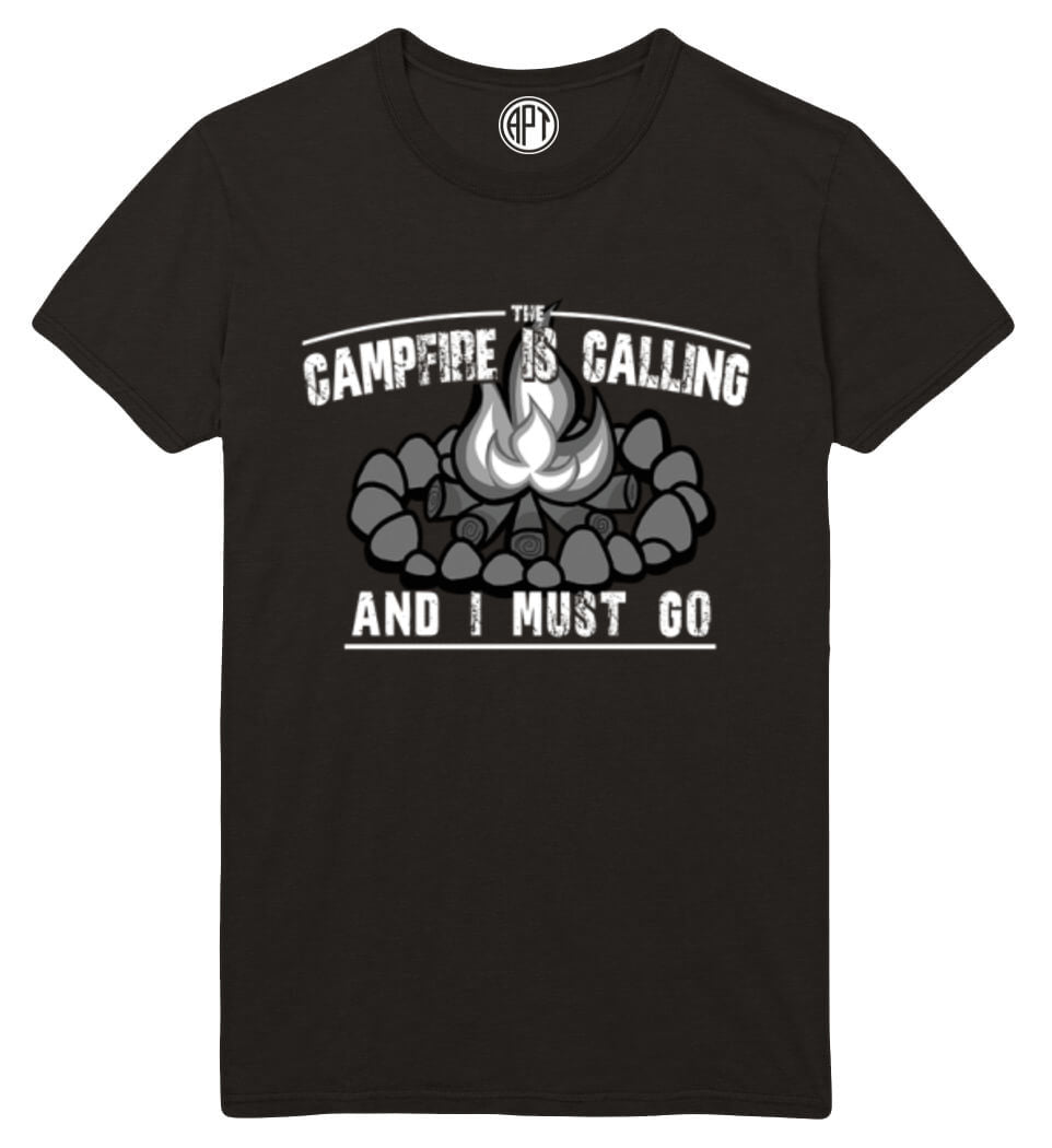 The Campfire is calling Printed T-Shirt-Black