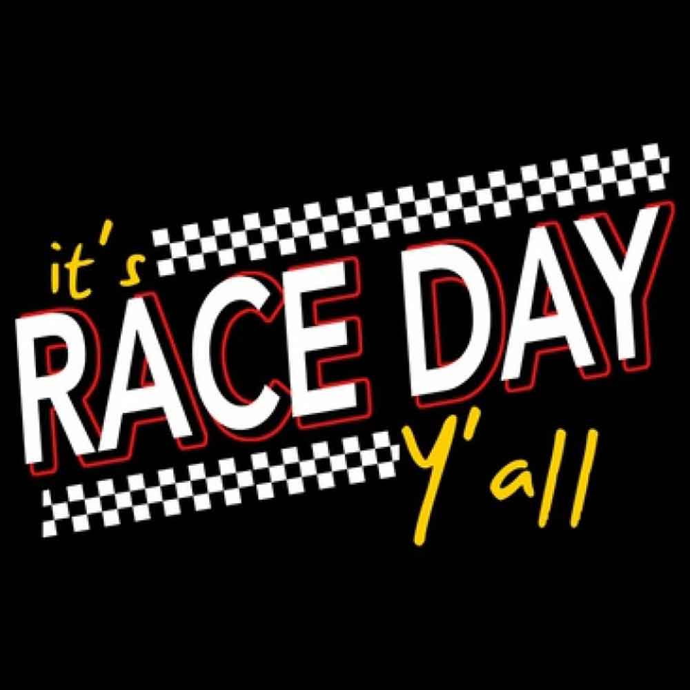 It's Race Day Y'all Printed T-Shirt-Black