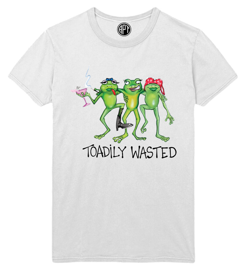 Toadily Wasted Lady Frog Trio Printed T-Shirt-White