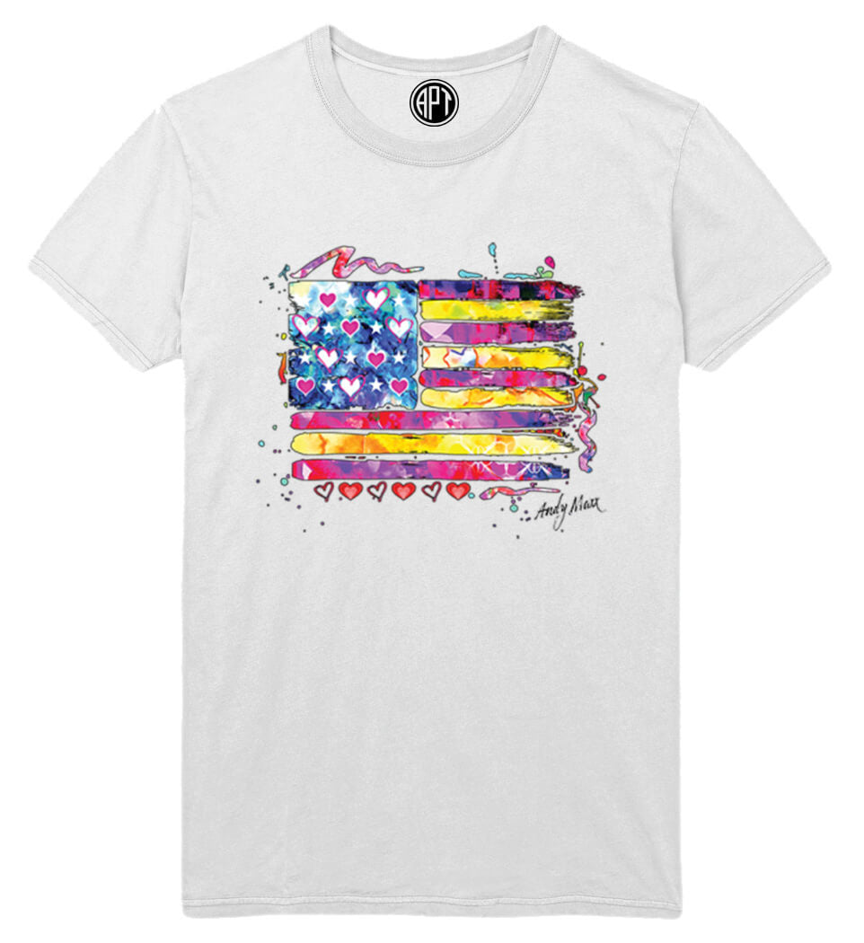 Colorful Neon Flag Printed T-Shirt-White