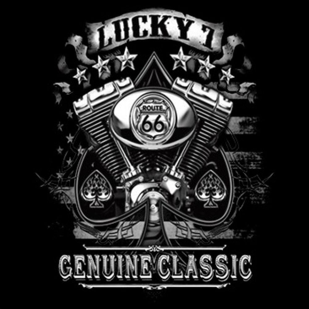 Lucky Seven Genuine Classic Printed T-Shirt-Black