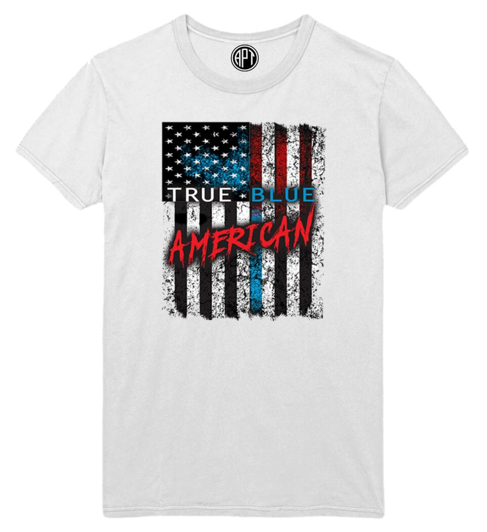 True Blue American Printed T-Shirt-White