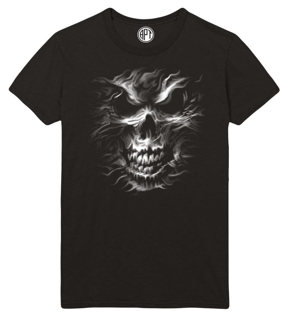 Silver Skull Printed T-Shirt-Black