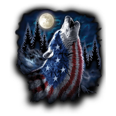 Flag Wolf Americana Printed T-Shirt-Black