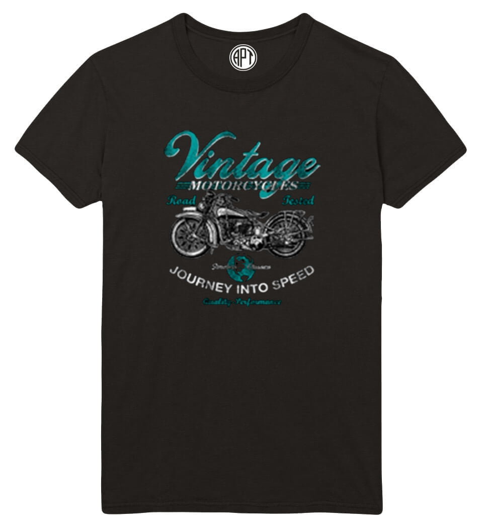 Vintage Motorcycles Printed T-Shirt-Black