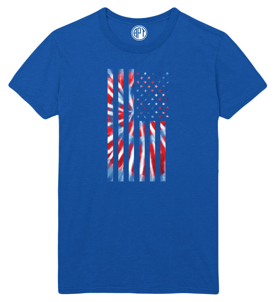 American Flag Tie Dye Printed T-Shirt-Royal