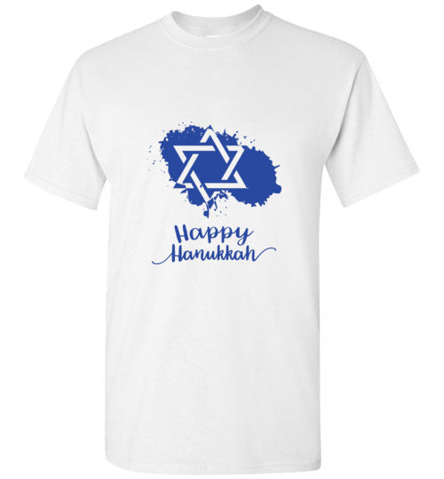 Star of David Happy Hanukkah Printed T-Shirt