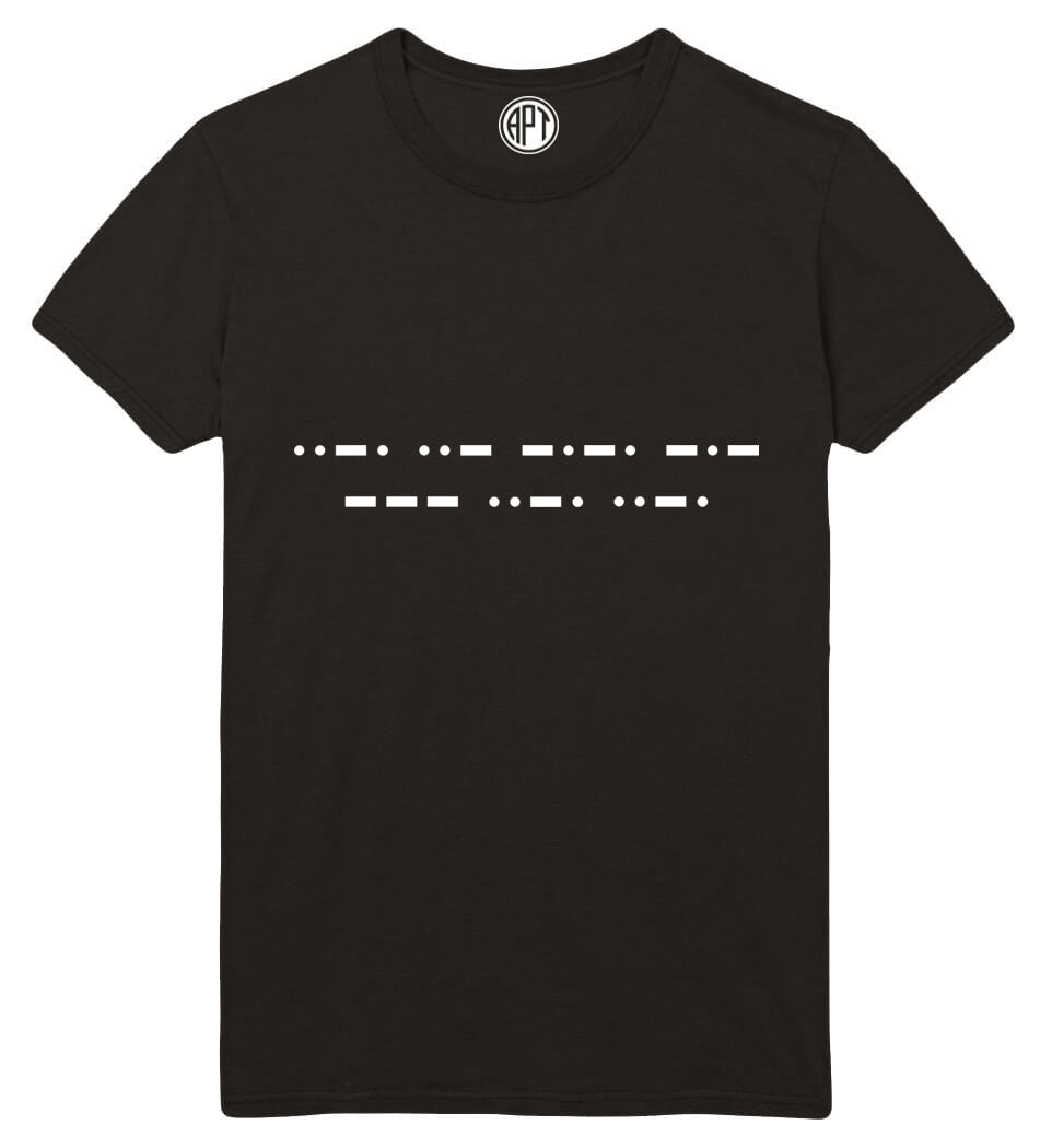 Morse Code Cuss Word (F-Off) Printed T-Shirt-Black